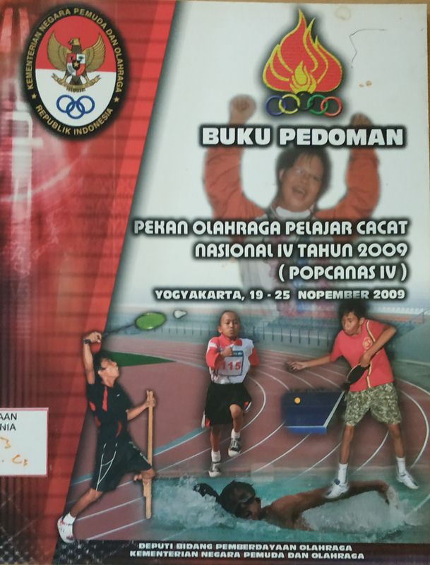 Cover Buku Pedoman Pekan Olahraga Pelajar Cacat Nasional IV Tahun 2009 (POPCANAS IV)