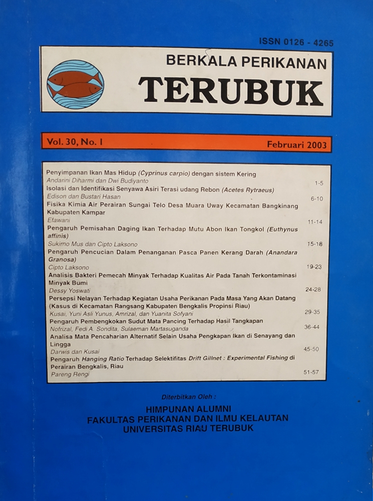 Cover Berkala Perikanan Terubuk Vol. 30 No. 1 Februari 2003