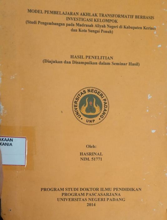 Cover Model Pembelajaran Akhlak Transformatif Berbasis Investigasi Kelompok